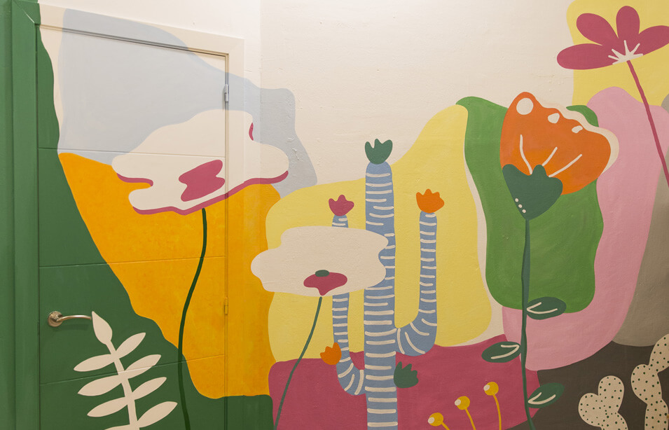 mural infantil de flores