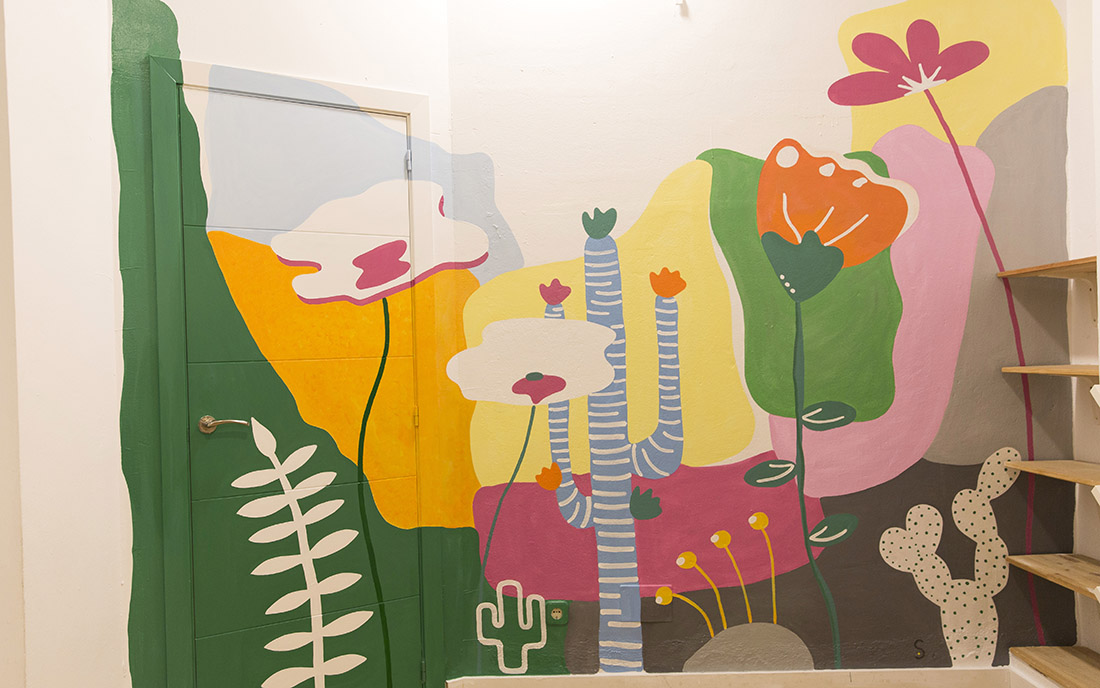 mural flores tienda